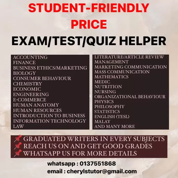 Exam/Test/Quiz/Thesis Helper