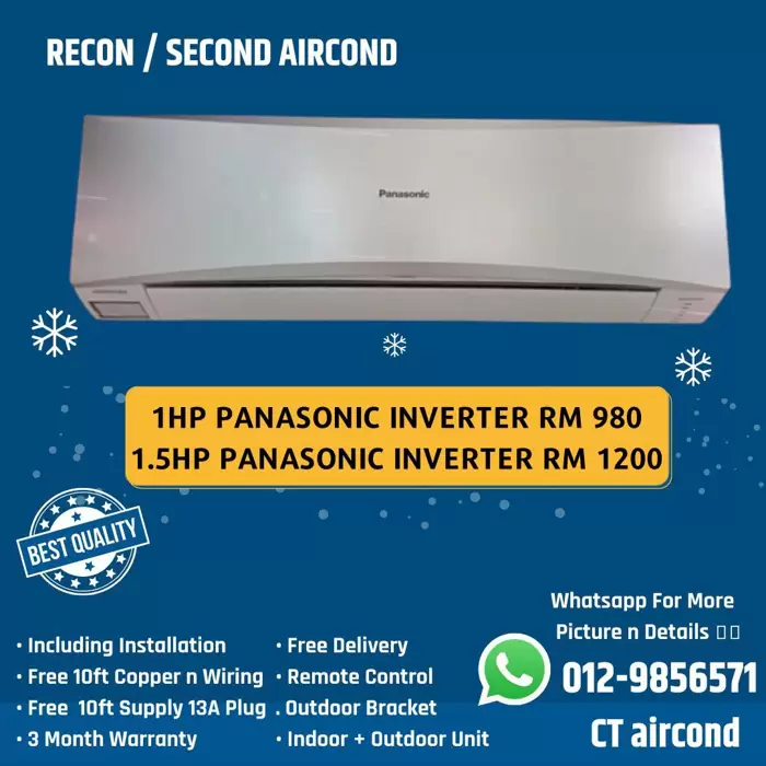 1hp/ 1.5hp Panasonic Inverter Aircond Z037