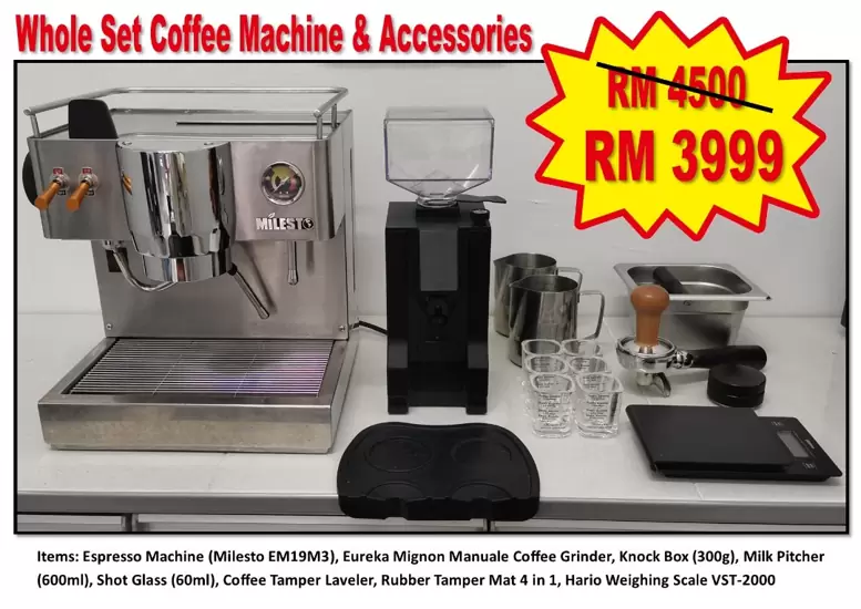 RM3,999 Whole set coffee machine & accessories